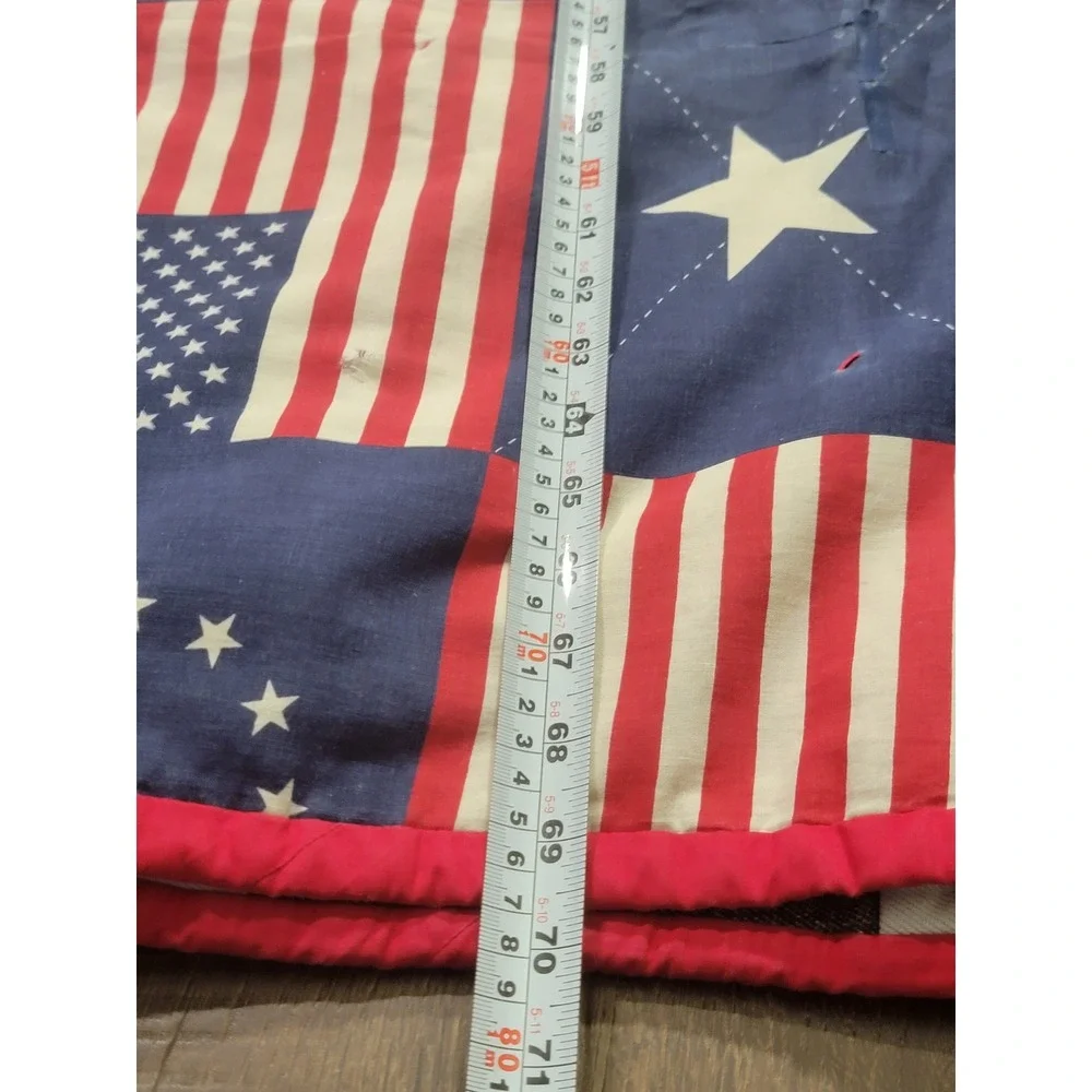 Vintage Guess Denim Patchwork Quilt American Flag Reversible Americana 70x100